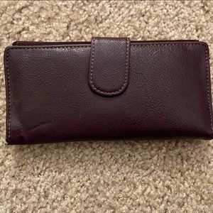 Purple wallet with indents